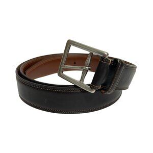Coach Mens Sz 40 Leather Belt Brown & Black Silver Buckle